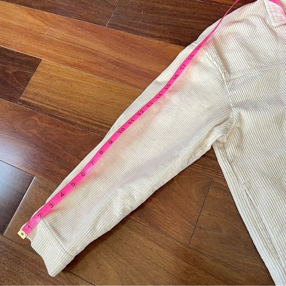 Zara Beige Corduroy Button-Up Jacket Shirt Cream Raw Edge Casual Collared M - Picture 11 of 12